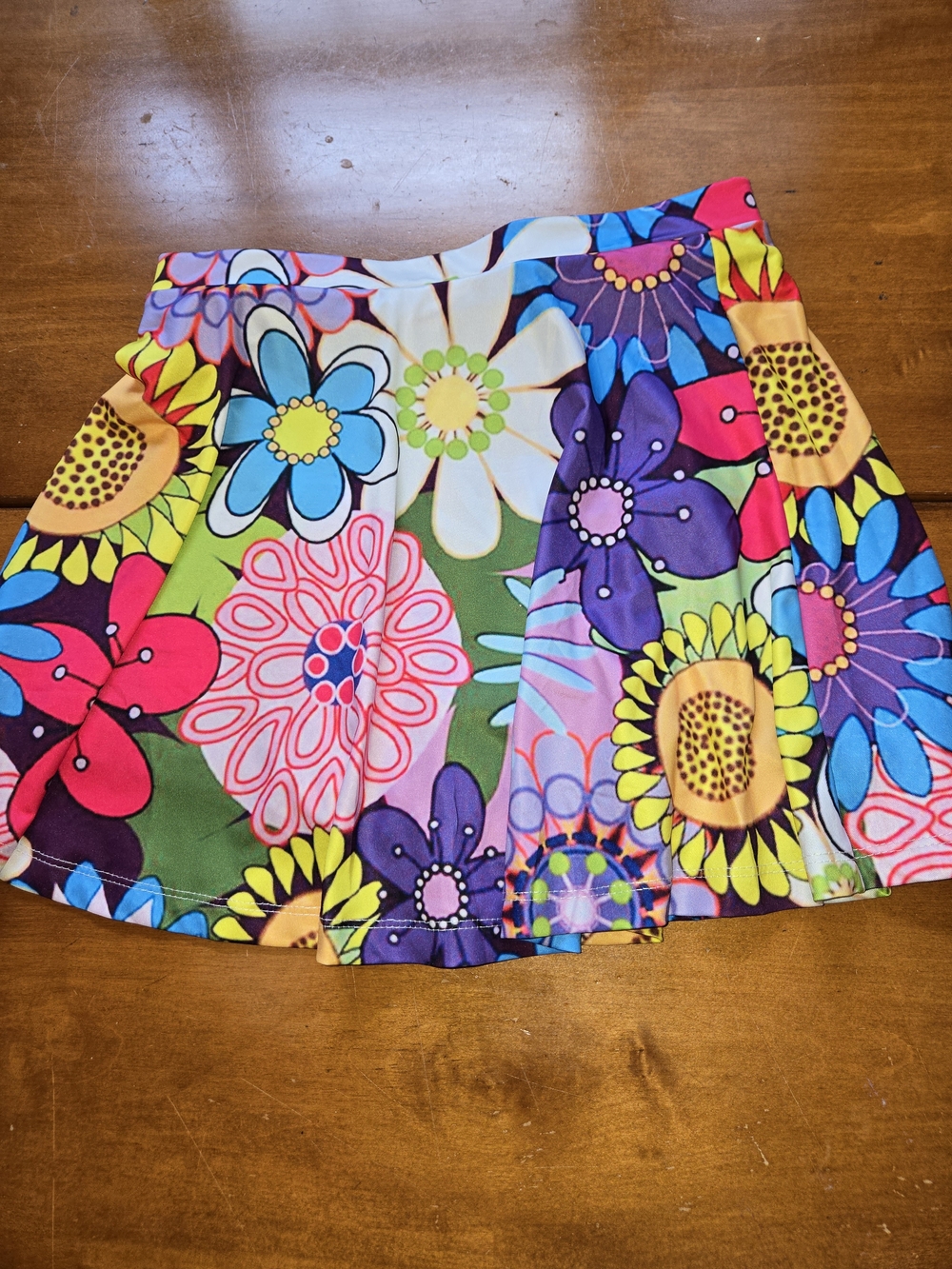 Multicolor Floral A-Line Skort - Vibrant Flower Print